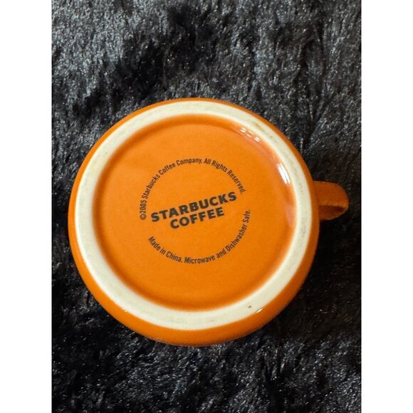 Vintage Starbucks Ribbed Orange Ceramic Mug 2005 - Picture 2 of 5